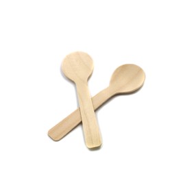 COOBL 3.9 Inches Mini Kitchen Wooden Ice Cream Dessert Spoons Disposable Wood Cutlery Tableware,Pack of 100