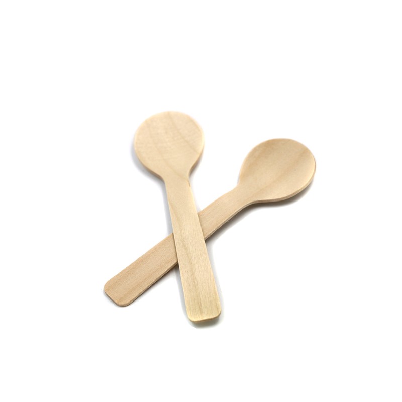 COOBL 3.9 Inches Mini Kitchen Wooden Ice Cream Dessert Spoons