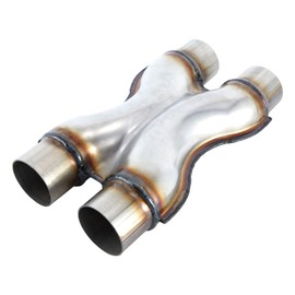 Cabtherlyn Exhaust X Pipe, Universal 3" Dual Inlet/Outlet Stainless Steel Crossover X Pipe 12" Long