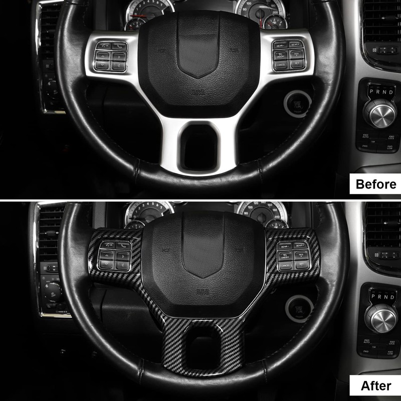 CheroCar for Dodge RAM Steering Wheel Cover Trim Interior Decoration
