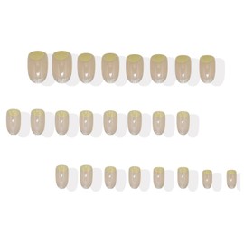 Hkanlre Almond Fake Nails Tips Short Press on Nails French Full Cover False Bling Nails for Women 24PCS