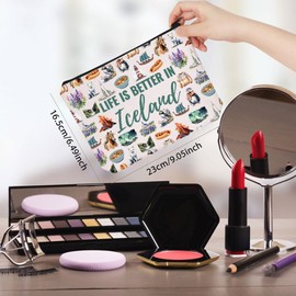 WCGXKO Iceland Souvenir Makeup Bag Iceland Themed Gift Iceland Trip Gift Iceland Culture Gift (Iceland Bag CA)