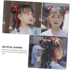 TOVINANNA 1pair Adorable Chinese Style Tassel Hair Clips for Girls Six-petal Flower Design for Festivals Birthdays and Daily Wear Comfortable and Versatile Hair Accessories