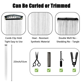 10 Pcs 22 Inch Long Straight Clip In Hair Extensions - Fake Hair Accessories for Girls Women