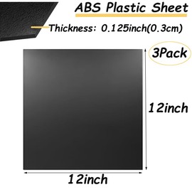 Aisetmoon ABS Plastic Sheet 12" x 12" 1/8" Thick, 3 Pack Rigid Thermoplastic Sheet Moldable Black Thermoform Board Great for DIY Material for Craft Projects, Home Decor(Textured Front & Smooth Back)