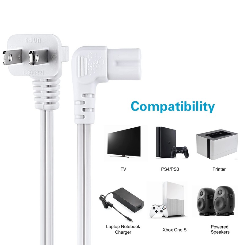 C7 Power Cord 2-Slot Non-Polarized 90 Degree Angle SPT-2 18AWG