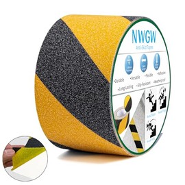NWGW Black & Yellow Anti-Slip Stair Treads Tape, 2" x50FT Heavy Duty Non-Skid Grip Tape for Indoor/Outdoor Steps, Bathroom & Pool - PVC Waterproof Safety Traction Tape