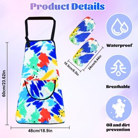 Kids Painting Apron, Graffiti Kids Art Apron with Pocket and 2 Sleeves Adjustable Waterproof Children Artist Apron for 5-8 Boys Girls Drawing, Baking, Water Play