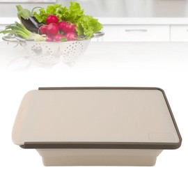 Yusat 2 in 1 Foldable Cutting Board Dish Tub Multifunction Space Saving Portable Folding Chopping Board Camping Sink for Picnic (Khaki)