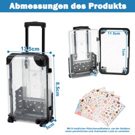 Juibao Pack of 2 Mini Suitcase Money Gift, Miniature Travel Suitcase Money Box with Sticker, Small Travel Suitcase Money Gift for Birthday, Weddings, Travel, 13.5 x 8.5 x 5 cm