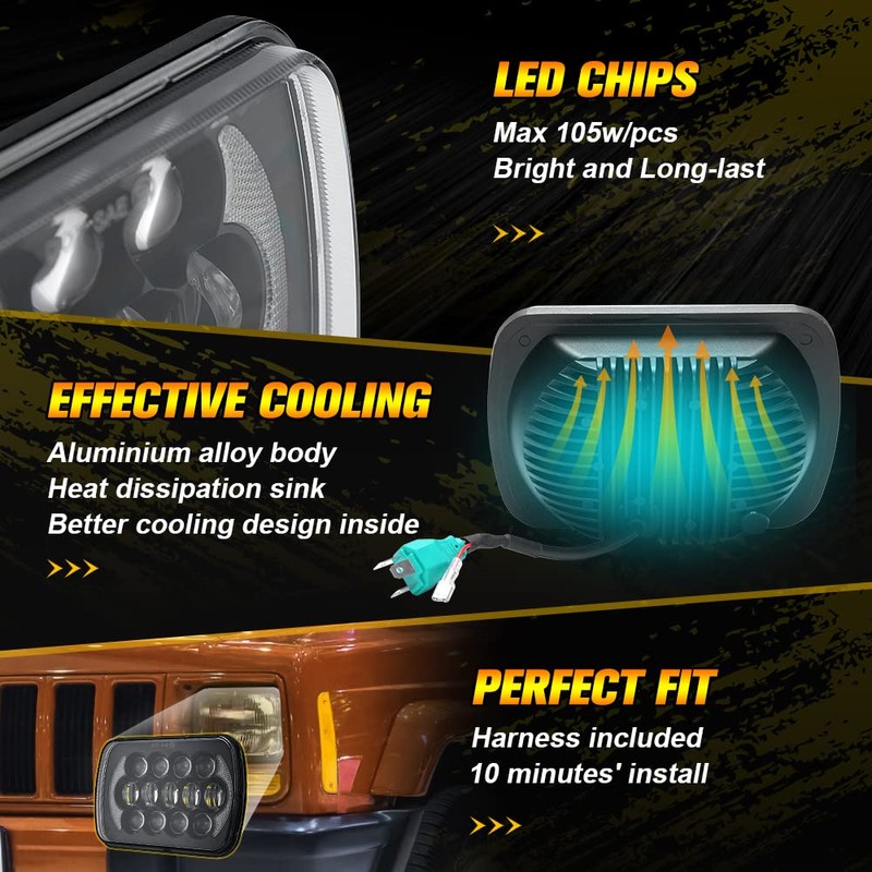 SPL DOT Approved 105W Brightest 5x7 7x6 Projector Led Headlights