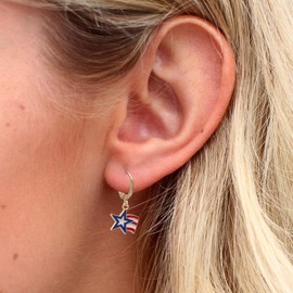 Puerto Rico Star Flag Earrings for Women, Patriotic Jewelry for July 4th