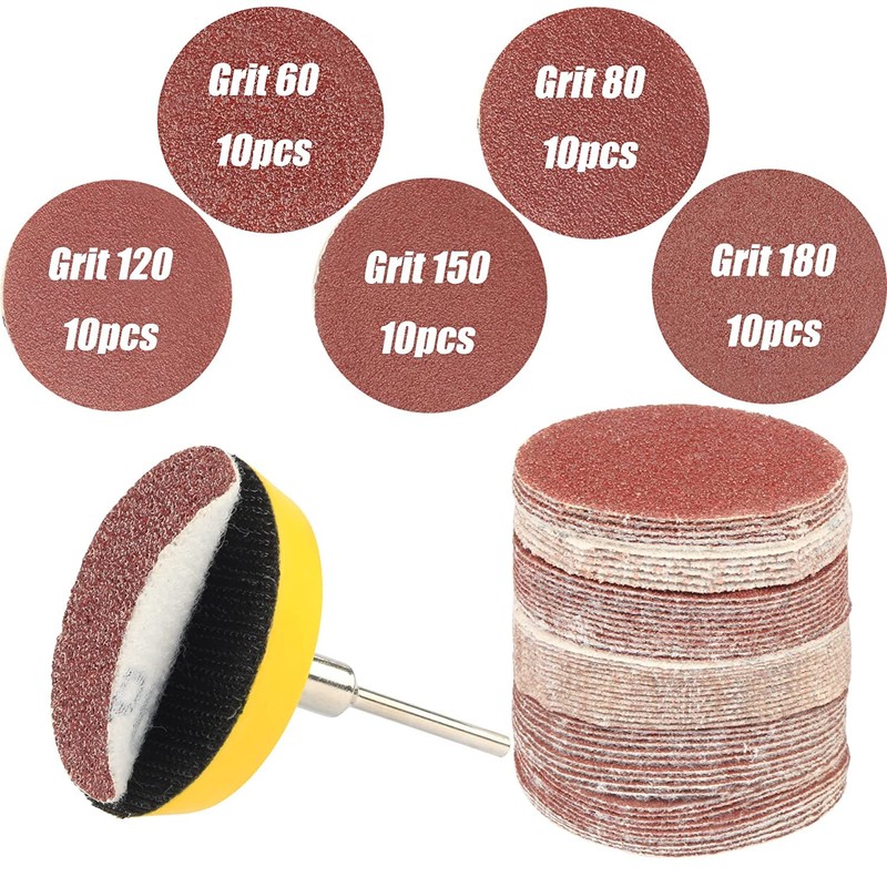 Yakamoz 50Pcs 2 Inch Rotary Sanding Disc Sander Pads Sandpaper