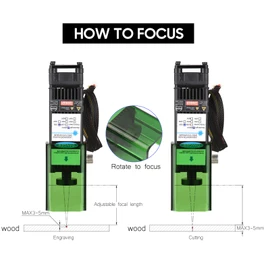 450nm 10W Laser Module with Protective Cover Adjustable Focal Length Laser Engraving Head High Speed Laser Engraver Cutter 3D Printer CNC Router Laser Module for DIY Craft Wood Leather Fabric Paper Cutting Engraving