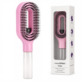 Hair Brush with Water Spray, 2-in-1 Detangling Brush for Curly Hair, Pink