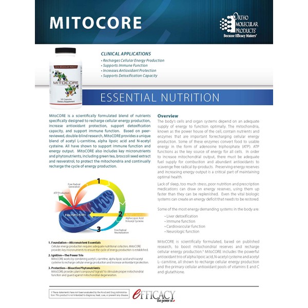 Ortho Molecular Products - Mitocore 60 Capsules