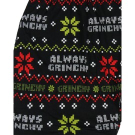 How the Grinch Stole Christmas Adult Always Grinchy Fairisle Boxer Shorts Sleepwear Loungewear for Men Women (Large) Black