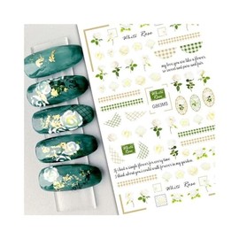 Generic Rose Flower Leopard Nail Sticker Lace Daisy Leaf Bird Butterfly Grid G863Ms Nail Wraps Art Stickers Manicure Supplies for Women for Home Nails Full Long Lasting Easy Apply and Remove