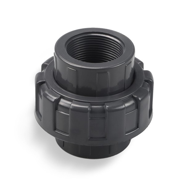 TOMEX PVC Pipe Fitting, Union JETSTREAM, Schedule 80, Grey, EPDM
