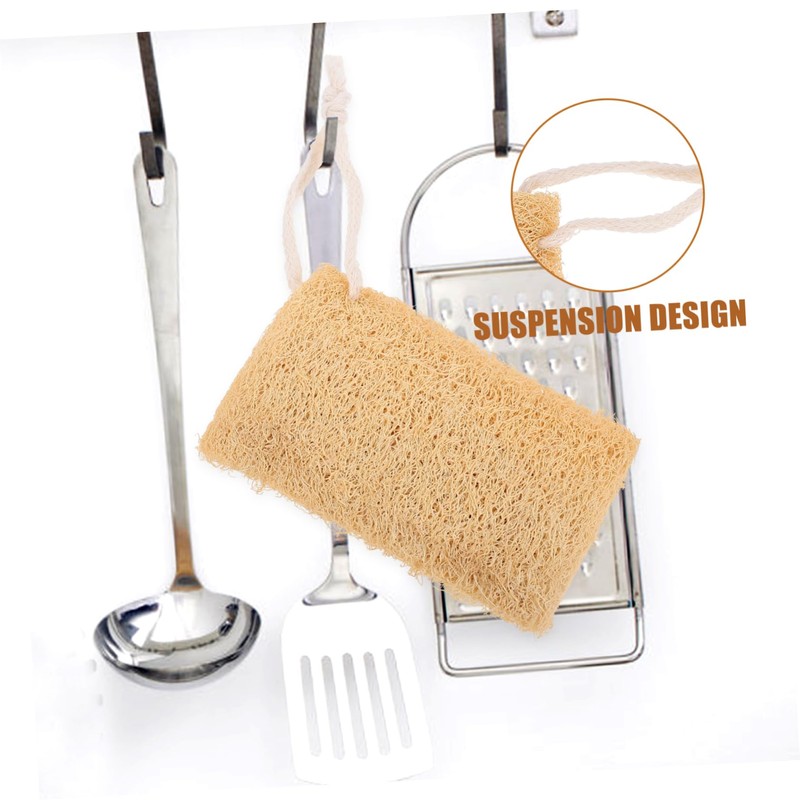KOMBIUDA 4Pcs Natural Loofah Dish Scrubber Multi Functional Cleaning Sponge