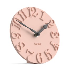 Jones Clocks® Hampstead desk clock | Freestanding | Rose pink | Elegant raised moulded numerals | Ideal for shelf mantel living room home office or bedside