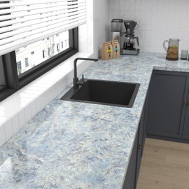 VaryPaper Beige Blue Marble Contact Paper Peel and Stick Countertops Waterproof Marble Countertop Wallpaper for Kitchen Bathroom Removable Self Adhesive Marble Vinyl for Cabinets Desk 15.7''x78.7''