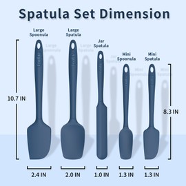 Silicone Spatula Set of 5,High Temperature Resistant, Food Grade Silicone, Dishwasher Safe, for Baking, Cooking (Pure Dark Blue)