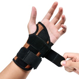 ABYON Carpal Tunnel Wrist Support, Wrist Bandage with Splint Stabiliser Day Use for Left or Right Hand Tendonitis, Sprains (Black, Left S/M)