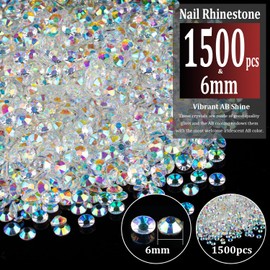 1500pcs 6mm Resin Rhinestones Bulk, Transparent AB Flatback Round Jelly Rhinestones Bedazzling Non Hotfix Crystal Gems Large Quantity Wholesale for DIY Crafts Clothes Tumblers Face Makeup Manicure