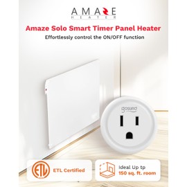 Convection Panel Heater - 400W Amaze Solo Energy Efficient Space Heater for Bedroom, Bathroom & Garage - 24″x24″ Paintable & Silent Electric Heater w/Wall Mount Kit, Up to 150 sq ft (Solo Smart)