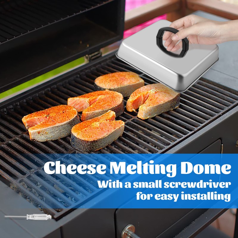 Small 6in Cheese Melting Dome, HaSteeL Stainless Steel Square Basting