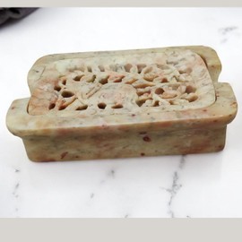 Soapstone Soap Dish – 4.5" Inch Natural Hand Carved Stone Soap Holder Tray for Bathroom, Shower & Kitchen | Eco-Friendly, Handmade, Decorative, Polished Spa Accessory & Luxury Bath Decor Organizer