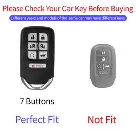CAERSAT for Honda Odyssey Key Fob Cover Soft TPU with Keychain Key Case Holder All-Around Protection Compatible for 2018-2024 Odyssey Elite Touring EXL Sport EX Smart Key (7 Buttons, A Black)