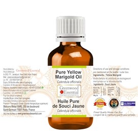 Greenwood Essential Aceite de caléndula amarilla pura (Caléndula officinalis) de grado terapéutico prémium para cabello, piel y aromaterapia, 0.50 onz