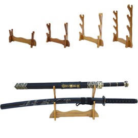 Sword Holder, Wooden Mini Stand, Japanese Swords, Imitation Swords, Wooden Swords, Bamboo Swords, Iai Swords, Sword Stand, Stand, Interior Collection, 1 Tier, 2 Tiers, Double Seat, Easy Assembly, Durable, Hobby, Martial Arts Supplies, Theatrical Use, Sma