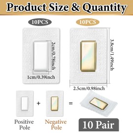 PXBSNB 10 Pairs of Magnets for Sewing, Invisible Magnetic Buttons, Hidden Magnetic Closure, Magnetic Button Sewing Accessories for Handbags, Clothing, Leather Crafts (Magnet: 2 × 1 cm/0.78 × 0.39 Inch
