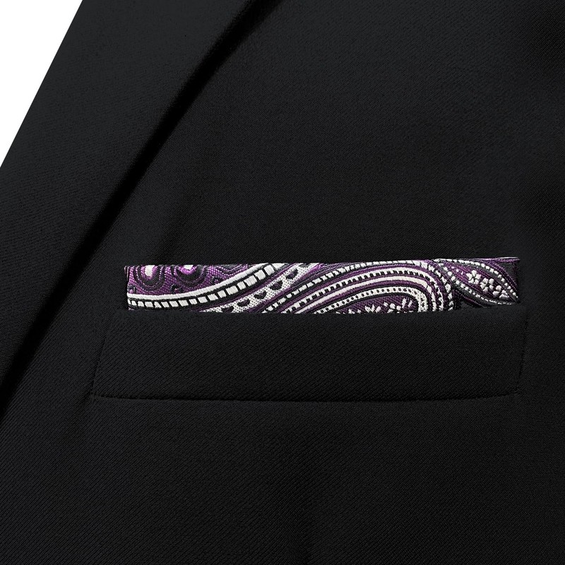 [S&W SHLAX&WING] Men's Dark Purple White Black Color Edge Paisley