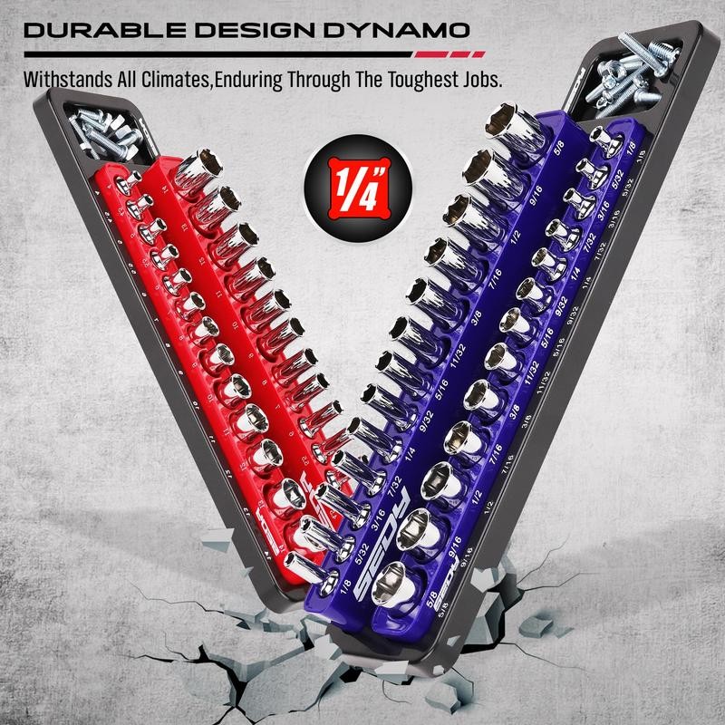 Magnetic Socket Holder Organizer Set: Detachable Drive Sockets Storage Tray,