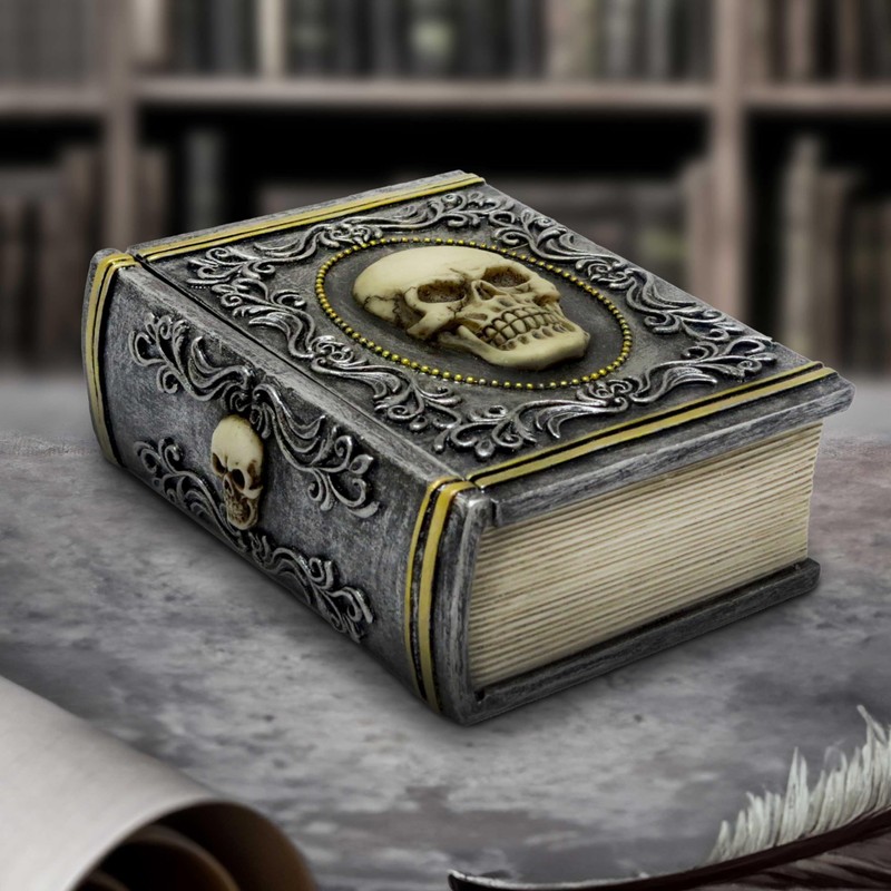 Nemesis Now Grimoire Treasure Box 11cm, Resin, Grey, Skull Book