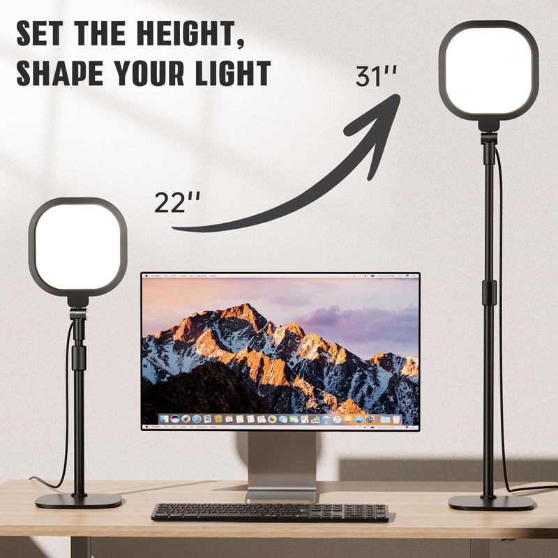Desk Ring Light with Stand and Phone Holder, 3000K-6500K Adjustable