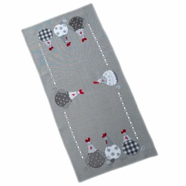 texpot Table Runner 40 x 85 cm Grey with Crazy Chickens Print Easter Spring
