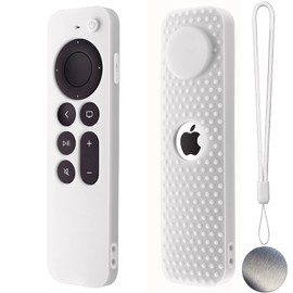 Silicone Remote Case for Apple TV 4K 2nd Gen 2021 Siri Remote Anti-Slip Durable Silicone Cover Magnetic Protective Sleeve Shockproof Remote Case(White)