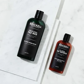 Brickell Men's Daily Essential Face Care Routine II - Purifying Charcoal Face Wash & Daily Essential Face Moisturizer - Natural & Organic (Unscented)
