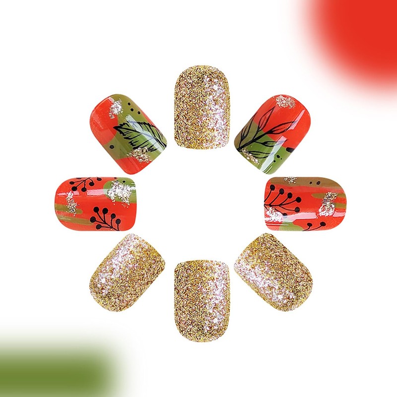 Thanksgiving Press on Square Nails Short Length Glossy Full Cover