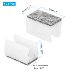 PATIKIL フェルトパッド付きの長方形の椅子脚カバー24個 12mmのスムーズなスライド 傷やノイズなし 家具の足のハードウッド保護具 床のスライド用のチュービングキャップ 事務所用 ホワイトグレー