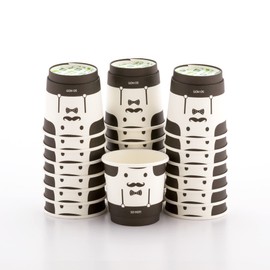 Restaurantware 4 Ounce Paper Coffee Cups 25 Monsieur Design Disposable Paper Cups - Leakproof Recyclable Black And White Paper Hot Cups Insulated Matching Lids Sold Separately