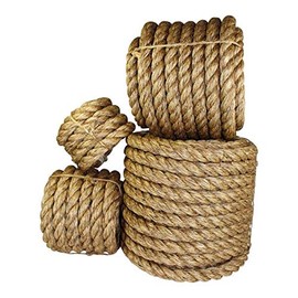 SGT KNOTS Twisted Manila Rope - Natural 3 Strand Fiber for Indoor and Outdoor Use (1/4" x 500ft)
