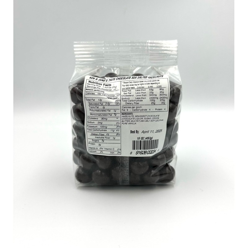 Dark Chocolate Sea Salt Hazelnuts -16oz