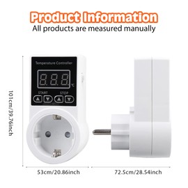 Pack of 2 Thermostat Sockets, Temperature Controller, Digital Temperature Controller with Sensor, Waterproof Temperature Switch, Smart Thermostat Heating for Greenhouse, Glass Container, Greenhouse,