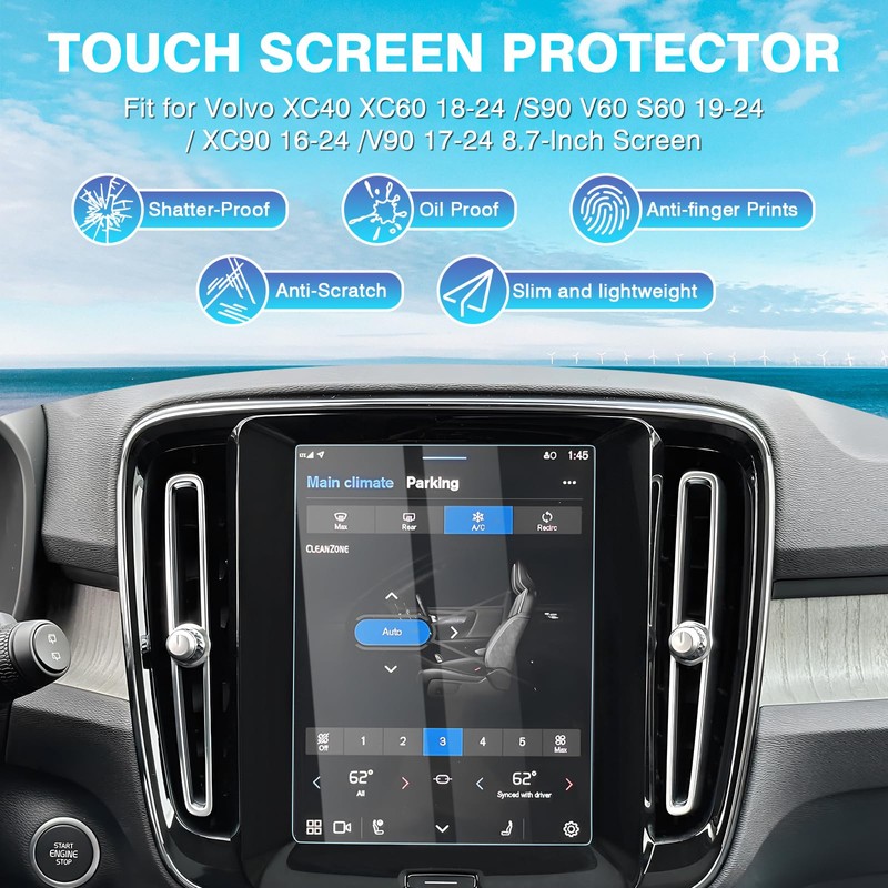 Karltys 2 Pack Screen Protector for Volvo XC40 XC60 2018-2024